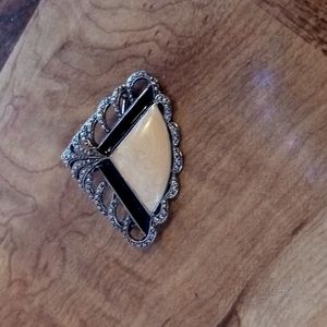 Pretty Silver Tone Enamel Pin Brooch